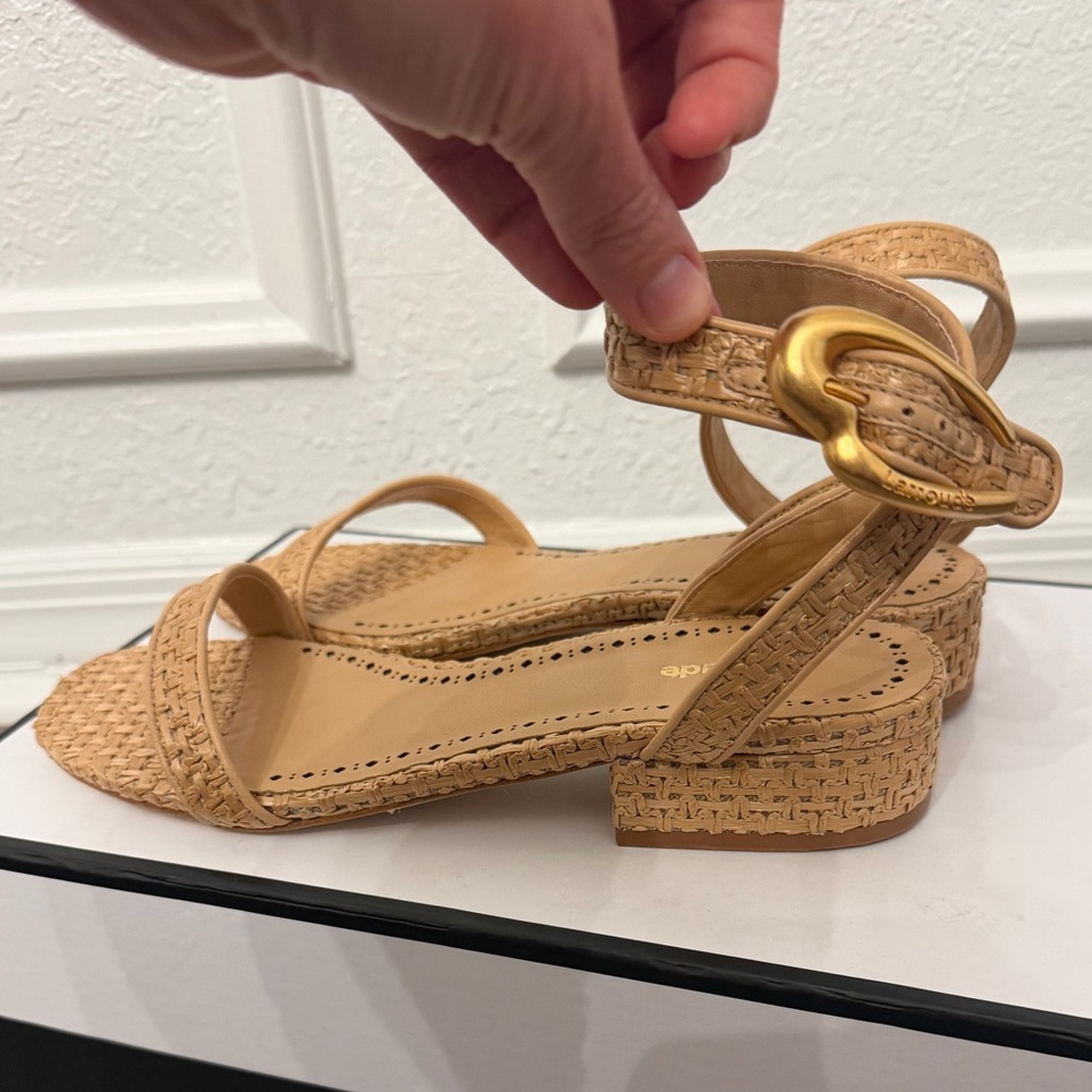 Larroudé Verona Raffia Flat Sandals